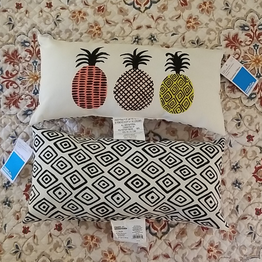 Pineapple outdoor throw pillows 18"x9"